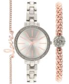 Style & Co Women's Silver-tone Bracelet Watch Set 32mm Sy001rgs, Only At Macy's