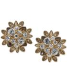 Carolee Gold-tone Clear And Colored Crystal Cluster Clip-on Button Earrings
