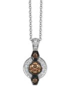 Le Vian Chocolatier White And Chocolate Diamond Deco Pendant Necklace (1/3 Ct. T.w.) In 14k White Gold