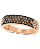 Le Vian Chocolate Diamond (3/8 Ct. T.w.) And White Diamond (1/10 Ct. T.w.) Pave Band In 14k Rose Gold