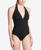 Calvin Klein Side-pleated Halter One-piece Swimsuit Women's Swimsuit