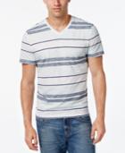 Alfani Men's Big And Tall Multi-stripe Slim Fit V-neck T-shirt, Only At Macy's