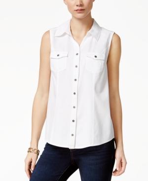 Style & Co. Sleeveless Denim Shirt, Only At Macy's