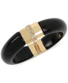 M. Haskell For Inc Gold-tone Crystal-enhanced Jet Resin Hinge Bangle Bracelet, Only At Macy's