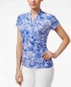 Charter Club Crossover Wrap Top, Brushstroke Print