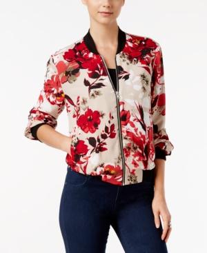 Inc International Concepts Petite Floral-print Bomber Jacket, Only At Macy's