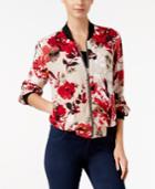 Inc International Concepts Petite Floral-print Bomber Jacket, Only At Macy's