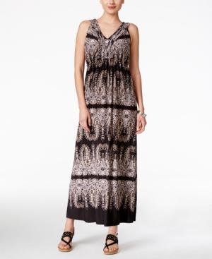 Style & Co Petite Printed V-neck Maxi Dress, Only At Macy's
