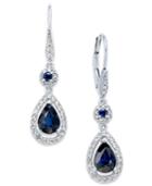 14k White Gold Earrings, Sapphire (1-3/4 Ct. T.w.) And Diamond (1/3 Ct. T.w.) Drop Earrings
