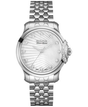 Bulova Accuswiss Women's Bellecombe Diamond (1/4 Ct. T.w.) Stainless Steel Bracelet Watch 34mm 63r147 Women's Shoes