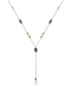 Paul & Pitu Naturally Two-tone Multi-stone & Imitation Pearl Lariat Necklace
