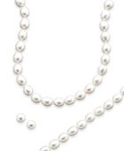 Sterling Silver Freshwater Pearl Necklace, Bracelet And Earring Set