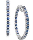 Sapphire (7-1/2 Ct. T.w.) And Diamond (1 Ct. T.w.) Hoop Earrings In 14k White Gold