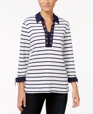 Karen Scott Striped Layered-look Top, Only At Macy's