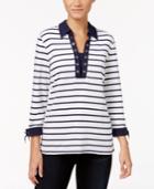 Karen Scott Striped Layered-look Top, Only At Macy's