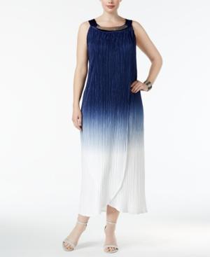 R & M Richards Plus Size Ombre Pleated Dress