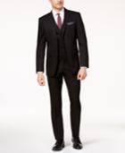 Perry Ellis Men's Slim-fit Black Vested Stretch Suit