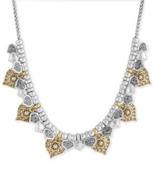 Lucky Brand Two-tone Floral Spade Statement Necklace