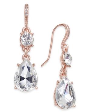 Charter Club Rose Gold-tone Crystal Drop Earrings, Created For Macy's
