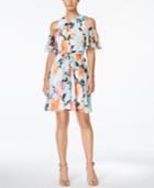 Calvin Klein Cold Shoulder Floral-print A-line Dress