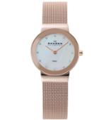 Skagen Denmark Watch, Women's Rose Gold Ion-plated Stainless Steel Mesh Bracelet 26mm 358srrd