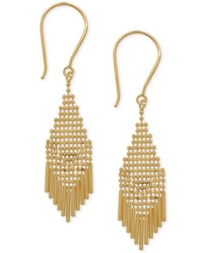 Beaded Small Fringe Drop Earrings In 14k Gold
