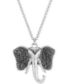 Lucky Brand In Silver-tone Pave Elephant Pendant Necklace