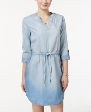 As U Wish Juniors' Drawstring-waist Chambray Shirt Dress