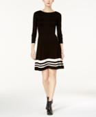 Jessica Howard Fit & Flare Striped-hem Sweater Dress