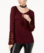 Inc International Concepts Lace-trim Peasant Top, Created For Macy's