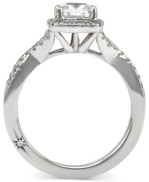 Twist Halo By Marchesa Certified Diamond Engagement Ring In 18k White Gold (1-1/3 Ct. T.w.)
