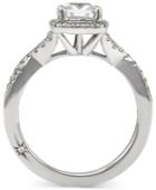 Twist Halo By Marchesa Certified Diamond Engagement Ring In 18k White Gold (1-1/3 Ct. T.w.)