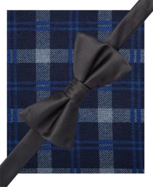 Alfani Spectrum Solid Bow Tie And Exploded Sea Plaid Pocket Square Set, Only At Macy's