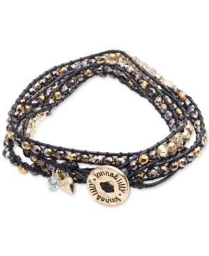 Lonna & Lilly Gold-tone And Cord Beaded Logo Wrap Bracelet