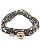 Lonna & Lilly Gold-tone And Cord Beaded Logo Wrap Bracelet