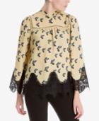 Max Studio London Bell-sleeve Lace-trim Blouse