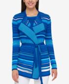 Tommy Hilfiger Striped Belted Cardigan, Only At Macy's