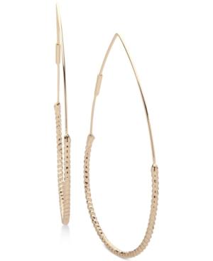 Nine West Gold-tone Textured Teardrop Hoop Earrings