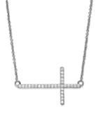 Diamond Necklace, Sterling Silver Diamond Sideways Cross Pendant (1/5 Ct. T.w.)