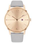 Tommy Hilfiger Women's Gray Leather Strap Watch 40mm, Created For Macy's