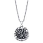 He Rocks Saint Christopher Coin Pendant Necklace In Stainless Steel, 24 Chain