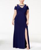 Nightway Plus Size Cold-shoulder Keyhole Gown