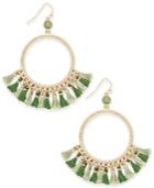 Inc International Concepts Gold-tone Green Thread Fringe Gypsy Hoop Earrings, Only At Macy's