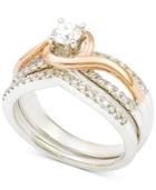 Diamond Bridal Set (3/4 Ct. T.w.) In 14k White Gold With Rose Gold-plating