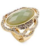 Inc International Concepts Gold-tone Olive Stone And Crystal Pave Stretch Ring, Only At Macy's