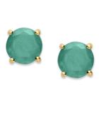 18k Gold Over Sterling Sterling Earrings, May's Birthstone Emerald Stud Earrings (1-1/2 Ct. T.w.)