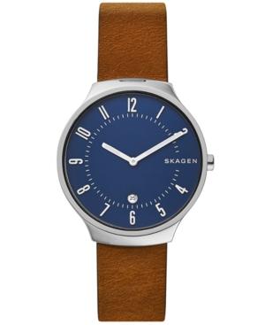 Skagen Men's Grenen Brown Leather Strap Watch 38mm