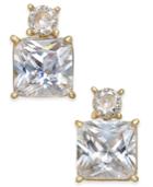 Kate Spade New York Gold-tone Square Crystal Drop Earrings