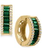 Brasilica By Effy Natural Emerald (1-1/10 Ct. T.w.) And Diamond (3/8 Ct. T.w.) Hoop Earrings In 14k Gold