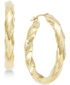 Square Twist Hoop Earrings In 10k Gold